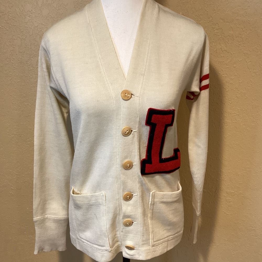 Vintage Lawlor Sporting Goods Wool Letterman Cardigan Sweater, Made in Nebraska